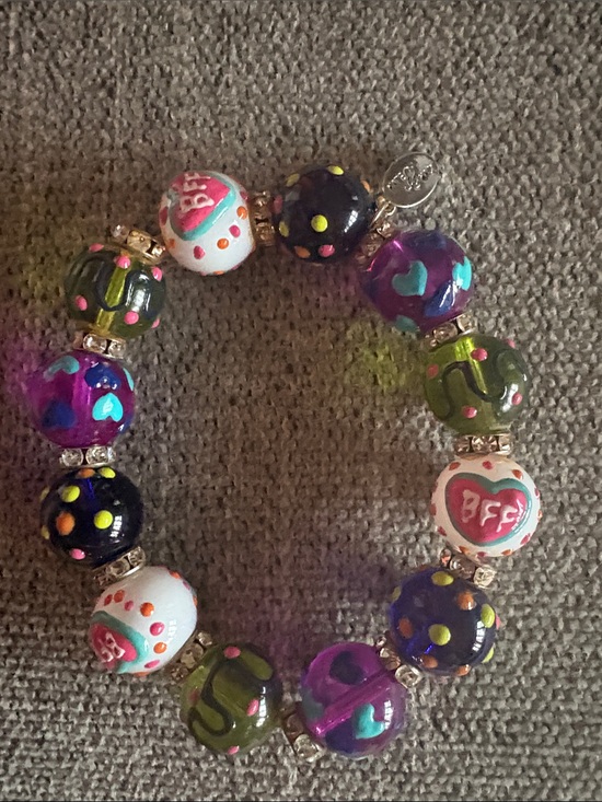 Kate & Macy Other - Kids Multicolor 'BFF' Beaded Charm Bracelet - Cute Heart & Polka Dot Design